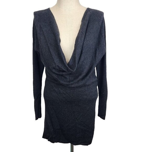 Lululemon Serenity Sweater Wrap Tunic Dress 6 Gray Reversible Cowl Neck W3408S - Picture 2 of 12